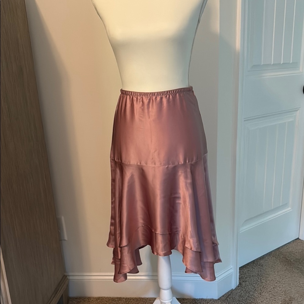 Elegant Pink Satin Skirt
